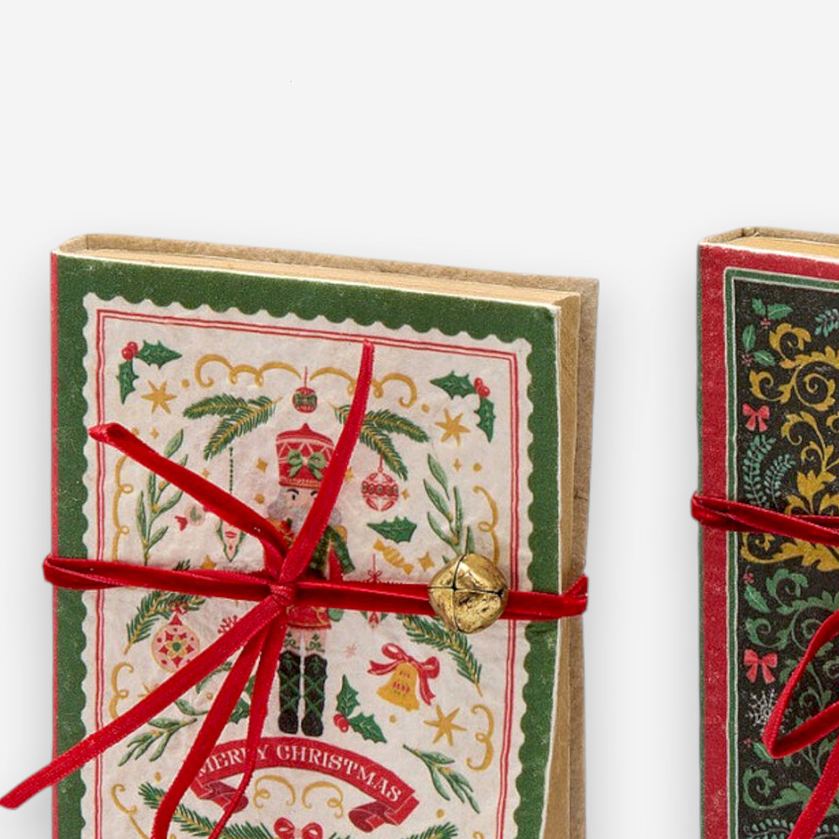 Notizbüchlein 2er-Set Weihnachten rot grün dekorativ H 12.5cm L 10cm T 2cm, Ansicht 3