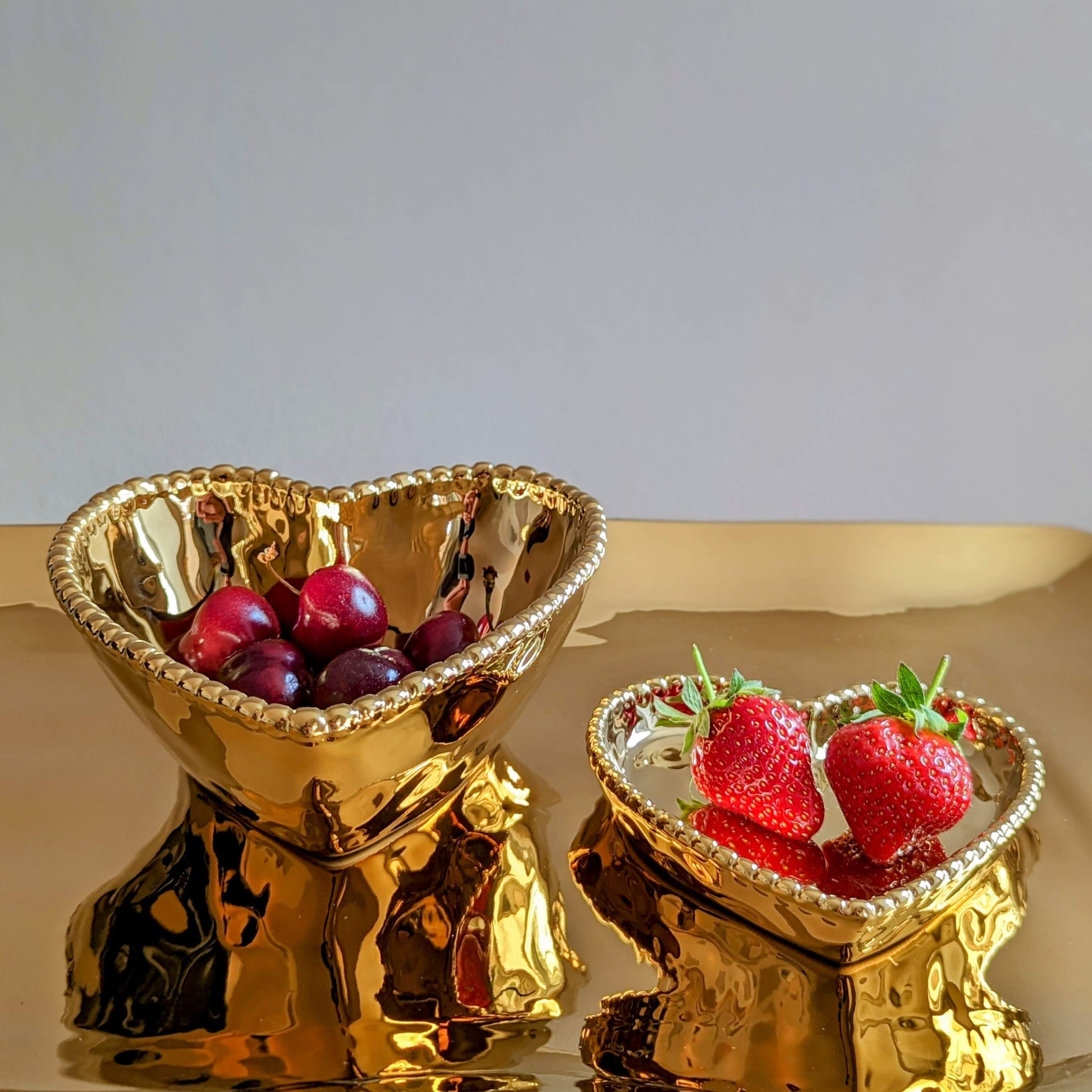 Josette | Bowl aus Porzellan gold metallic look Herzform gross L 14cm x B 14cm x H 6cm - mon-chouchou.ch