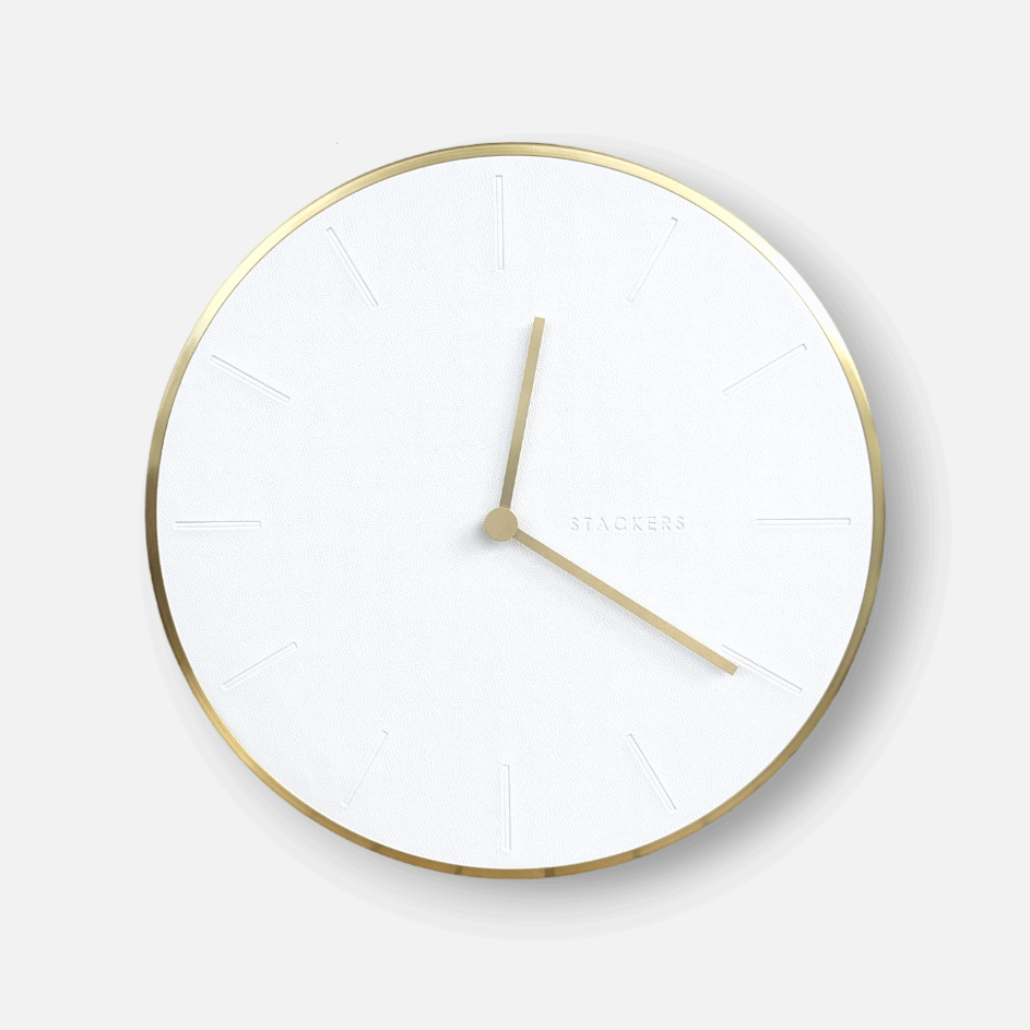 Gabrielle | Wanduhr weiss mit Goldrand minimalistisch Ø 40cm - mon-chouchou.ch