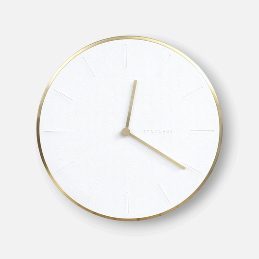 Gabrielle | Wanduhr weiss mit Goldrand minimalistisch Ø 40cm