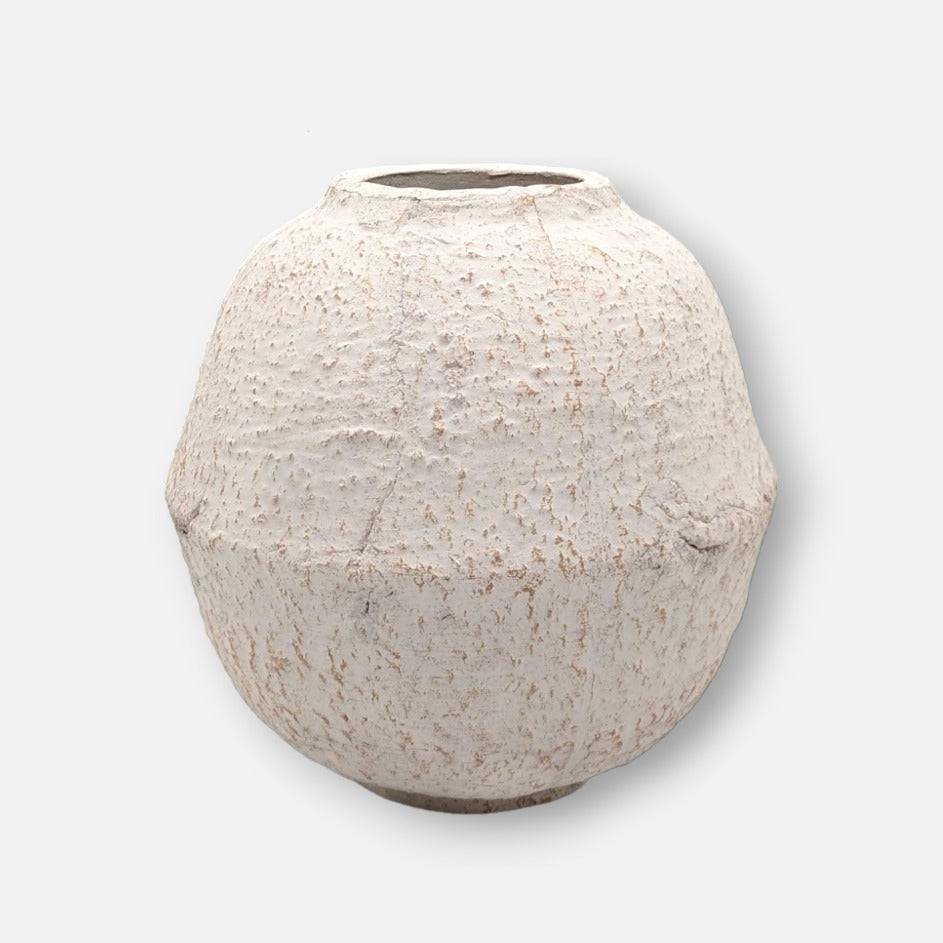 Pépin | Vase aus Terrakotta handgefertigt weiss elfenbein rund B 28cm x H 25cm - mon-chouchou.ch