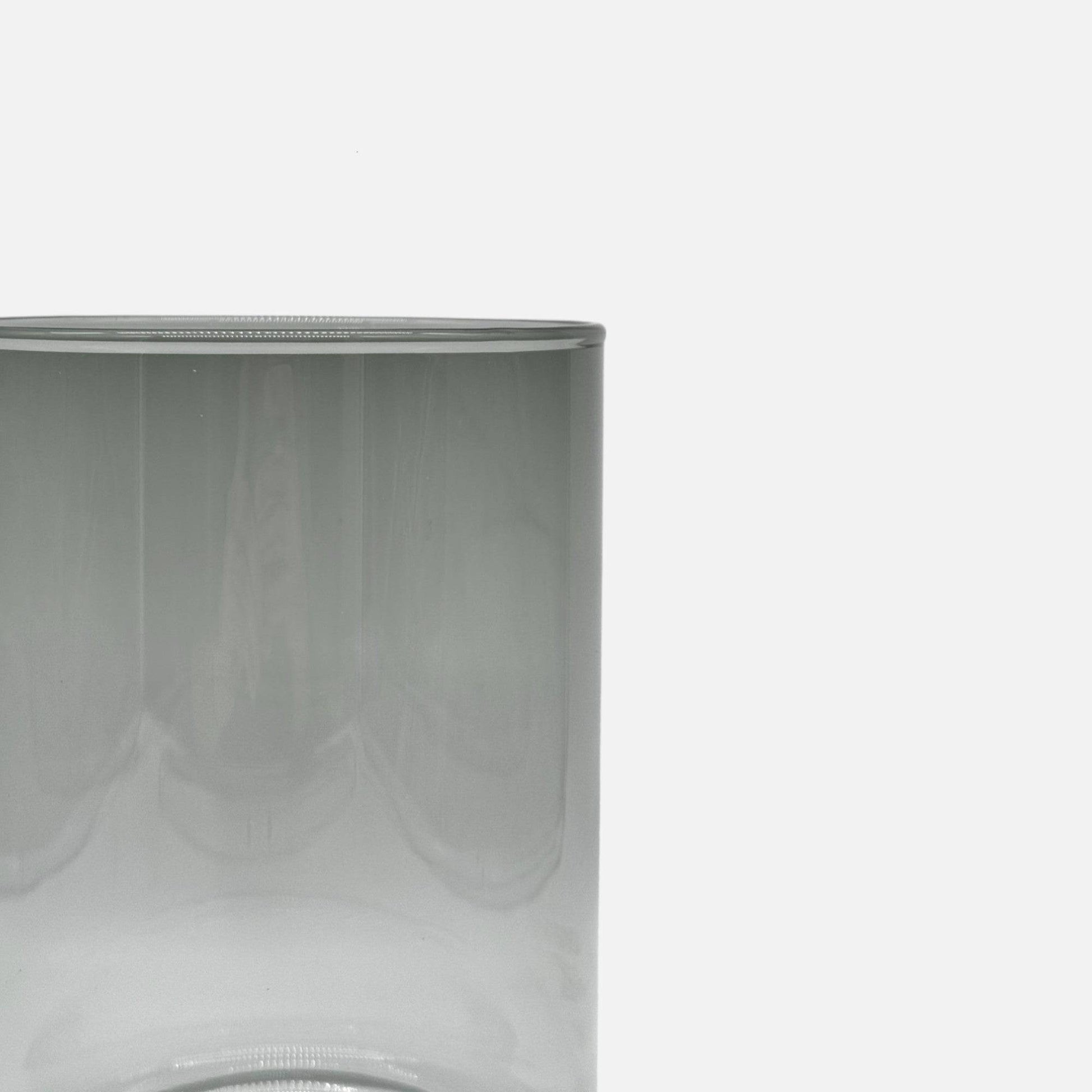 Thamelle | Windlicht Vase aus Glas Zylinder Form auf Sockel grauschwarz Ø 14cm x H 21cm - mon-chouchou.ch