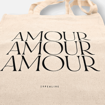 Tote Bag Amour | Einkaufstasche aus Baumwolle naturbeige mit Schriftzug Amour 41 x 36.5cm