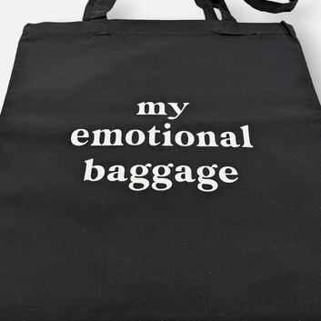 Tote Bag Emotional | Einkaufstasche aus Baumwolle schwarz mit Schriftzug my emotional baggage 42.5 x 36.5cm