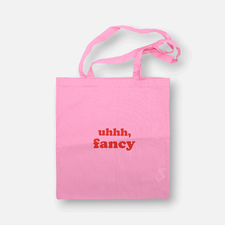 Tote Bag Fancy | Einkaufstasche aus Baumwolle rosa mit Schriftzug uhhh, fancy 41.5 x 39cm - mon-chouchou.ch