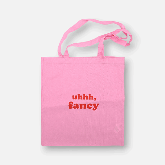 Tote Bag Fancy | Einkaufstasche aus Baumwolle rosa mit Schriftzug uhhh, fancy 41.5 x 39cm