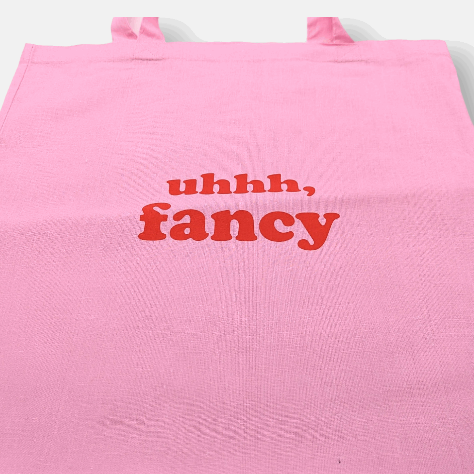 Tote Bag Fancy | Einkaufstasche aus Baumwolle rosa mit Schriftzug uhhh, fancy 41.5 x 39cm - mon-chouchou.ch