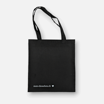 Tote Bag mon Chouchou | Einkaufstasche aus Baumwolle schwarz mit Schriftzug Logo Mon Chouchou Zürich 37 x 34.5cm