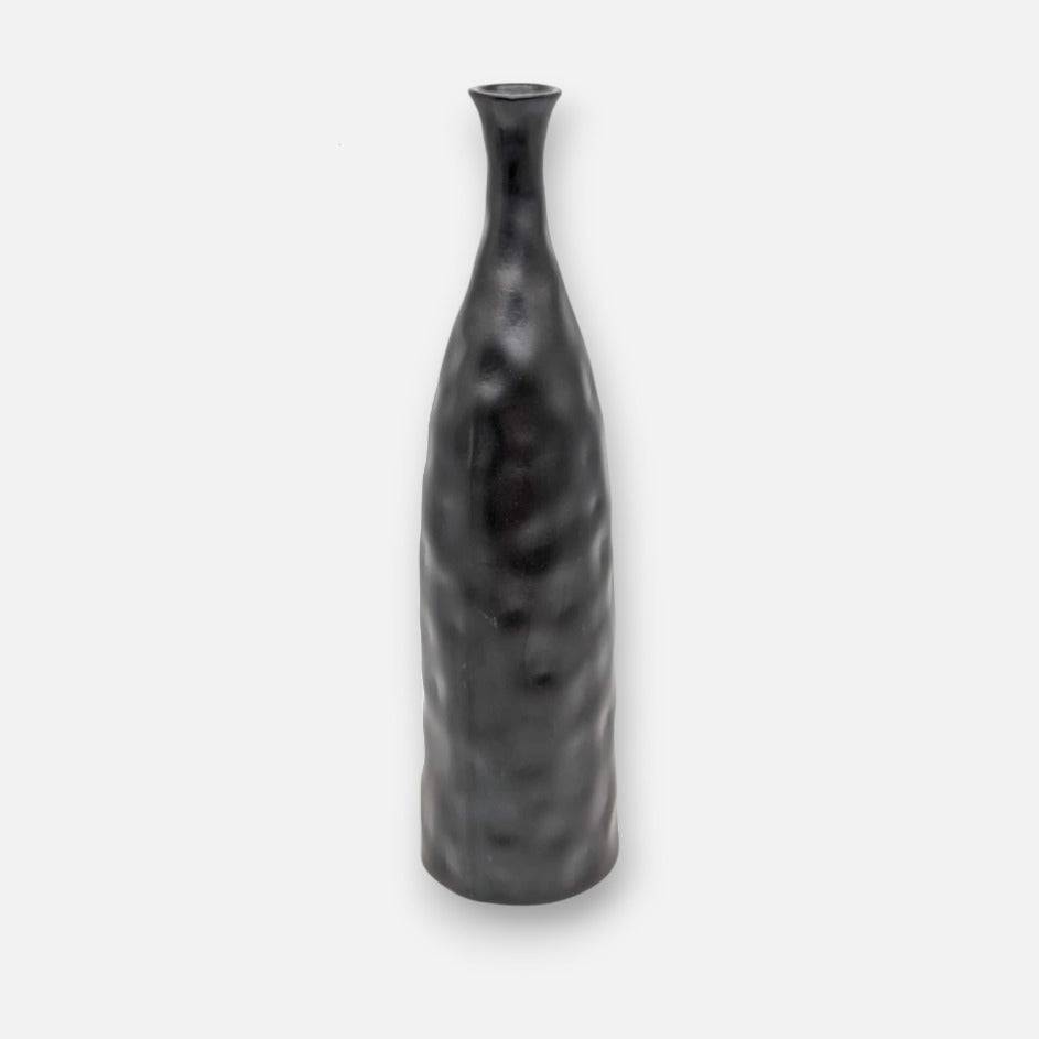 Valérie | Vase aus Steingut schmal schwarz B 12cm x H 45cm - mon-chouchou.ch