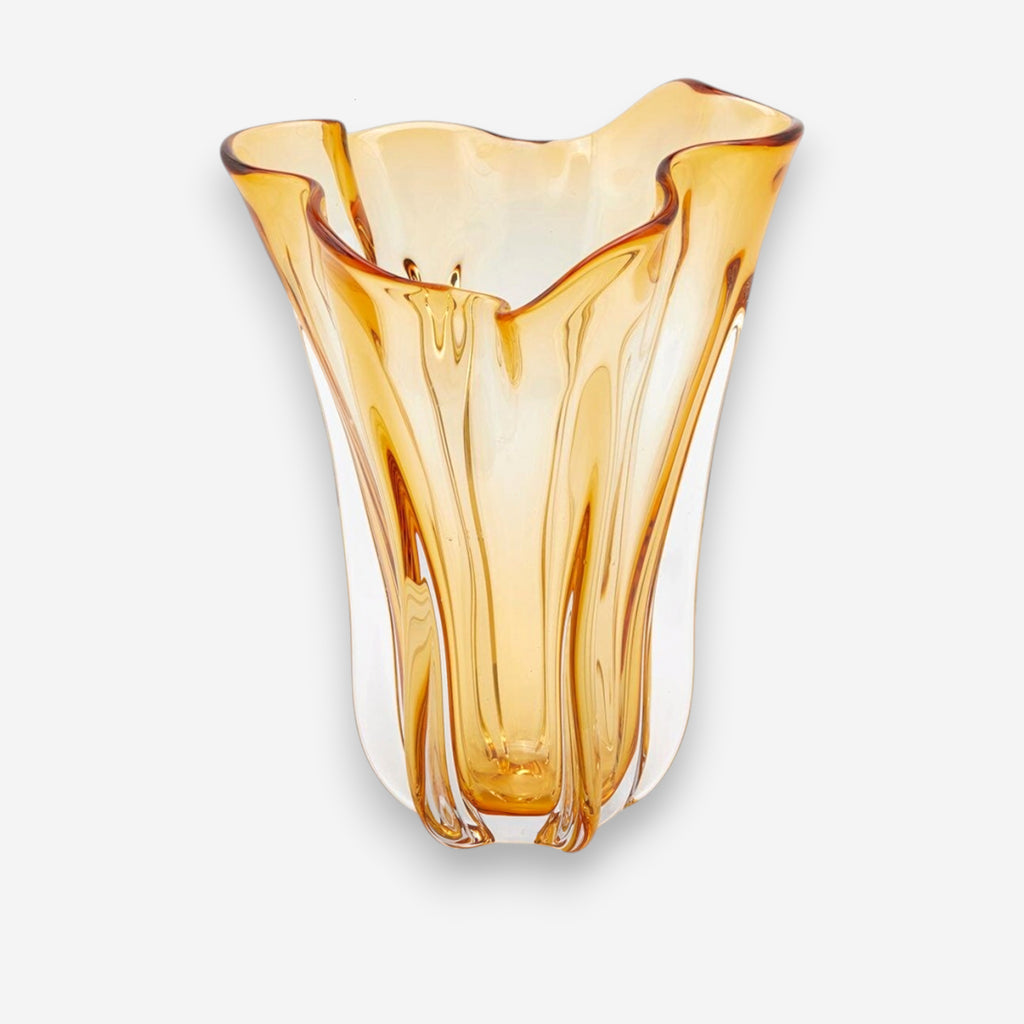 Glasvase, Dekovase aus Glas in Form einer Tulpenblüte gold braun Ø 22cm x H 27cm | Maelle, Ansicht 2