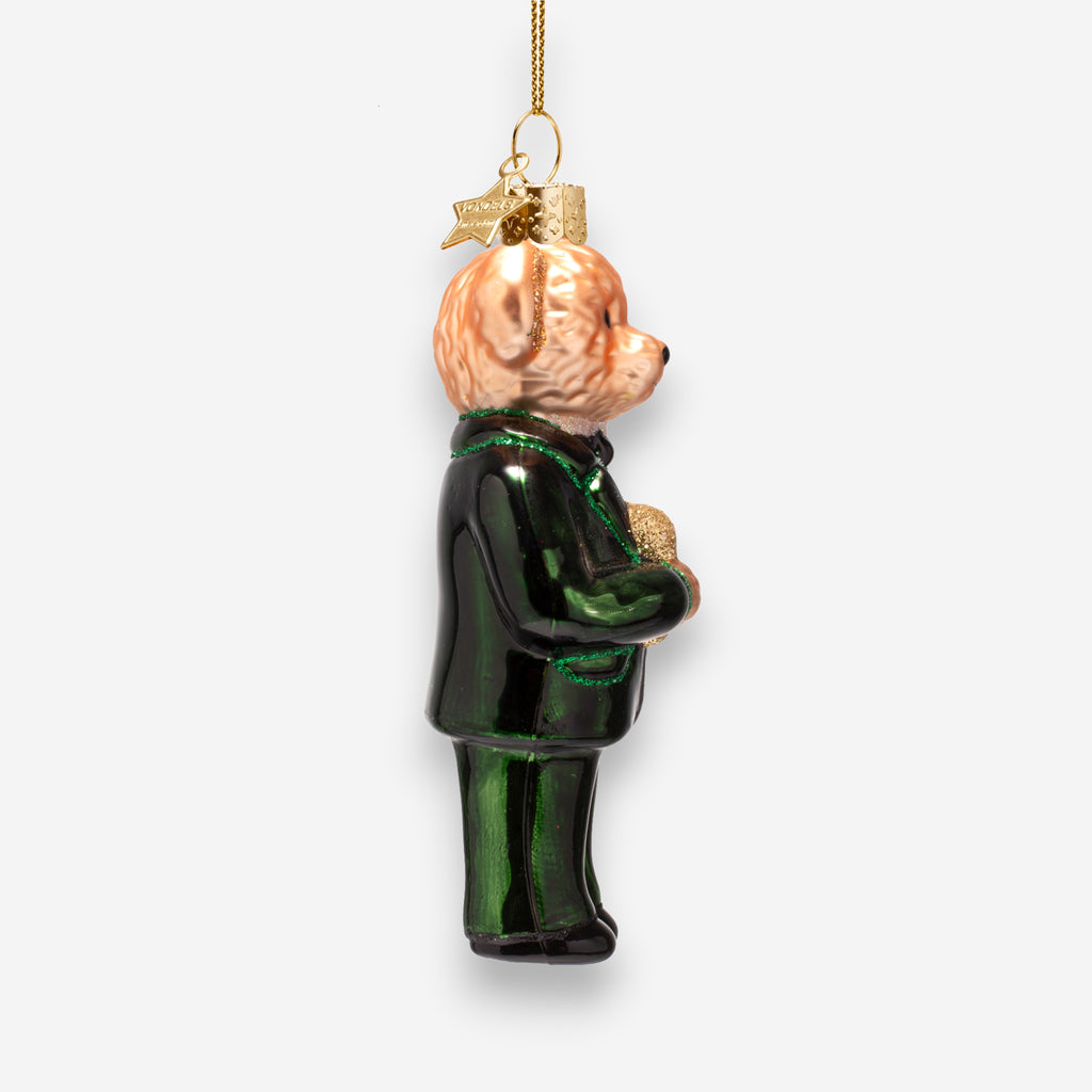 Weihnachtsanhänger Bär im Grünen Anzug Glas mundgeblasen handbemalt H11.5cm, Ansicht 4