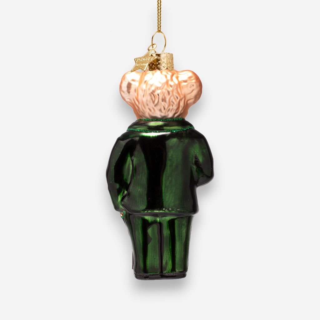 Weihnachtsanhänger Bär im Grünen Anzug Glas mundgeblasen handbemalt H11.5cm, Ansicht 5
