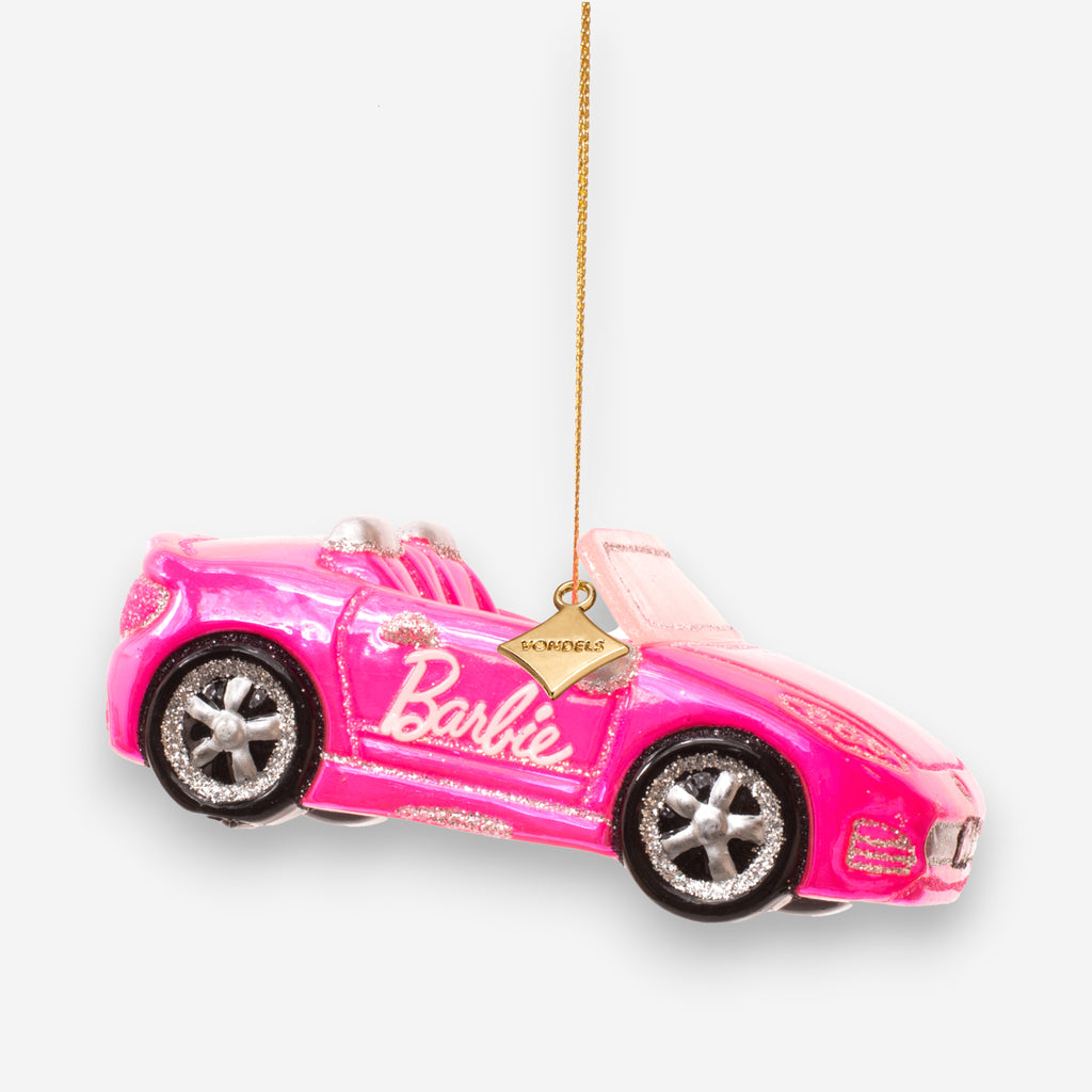Weihnachtsanhänger Barbie Auto Pink Glas mundgeblasen handbemalt H5cm, Ansicht 2