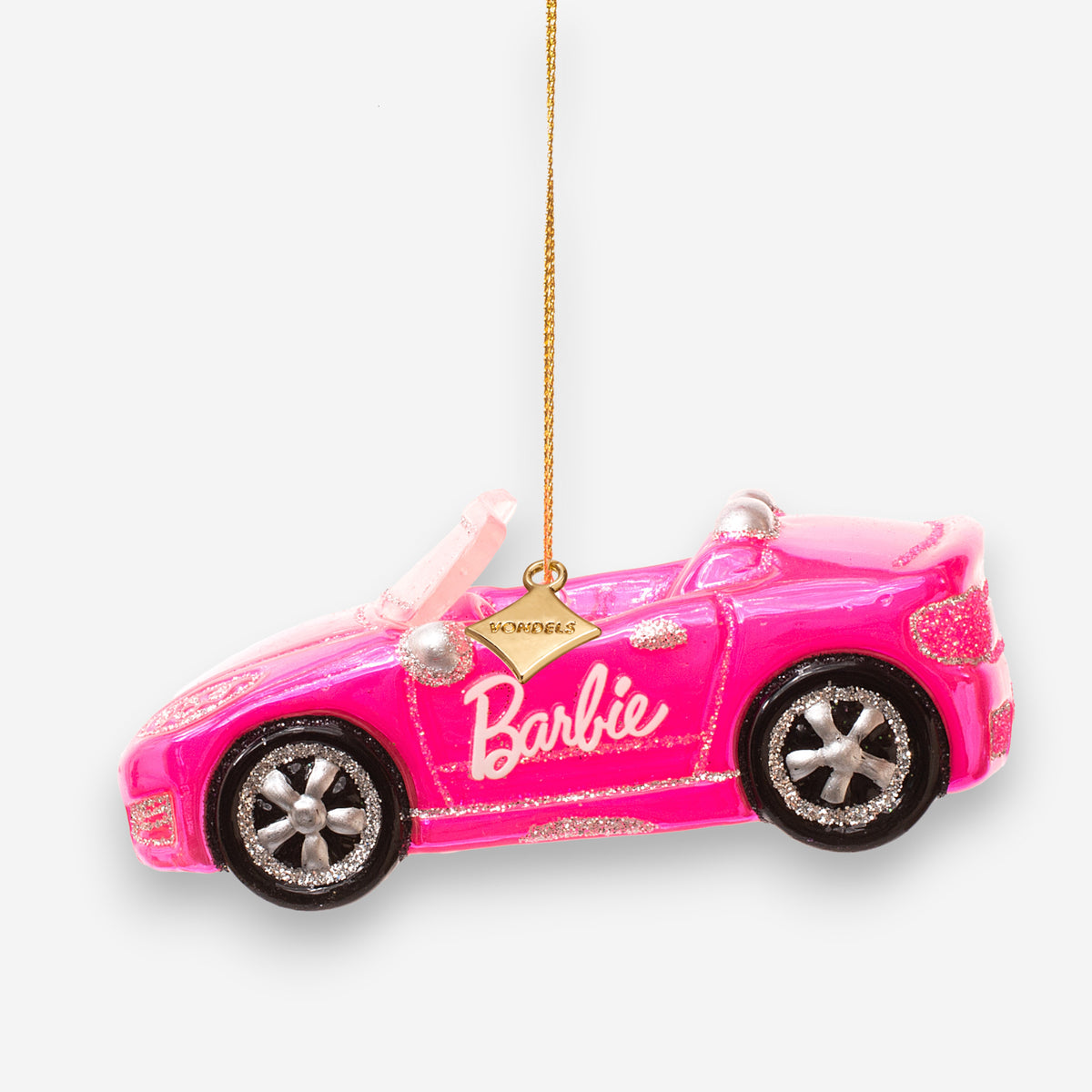Weihnachtsanhänger Barbie Auto Pink Glas mundgeblasen handbemalt H5cm, Ansicht 4