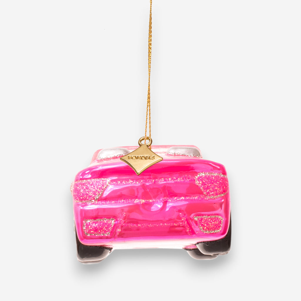 Weihnachtsanhänger Barbie Auto Pink Glas mundgeblasen handbemalt H5cm, Ansicht 6