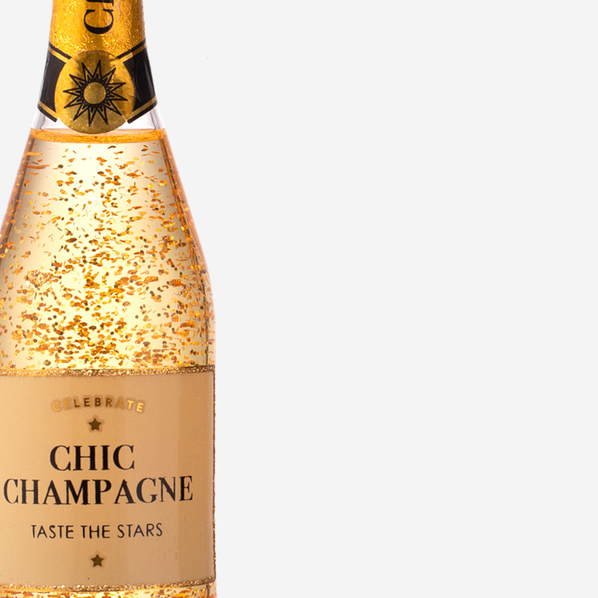 Weihnachtsanhänger Champagnerflasche aus Glas mundgeblasen handbemalt H13.5cm, Ansicht 3