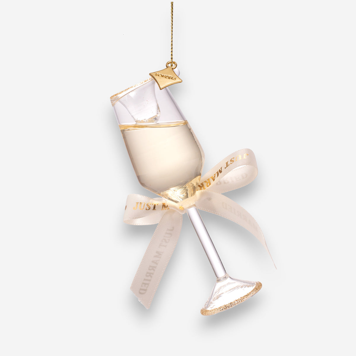 Weihnachtsanhänger Champagnerglas Gold «Just Married» Glas mundgeblasen handbemalt gold H13cm, Ansicht 5