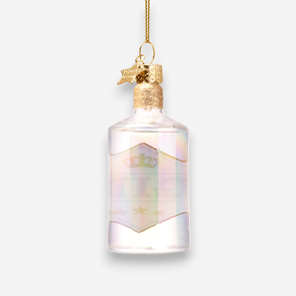 Weihnachtsanhänger Gin Flasche Weiss aus Glas mundgeblasen handbemalt H9.5cm, Ansicht 5