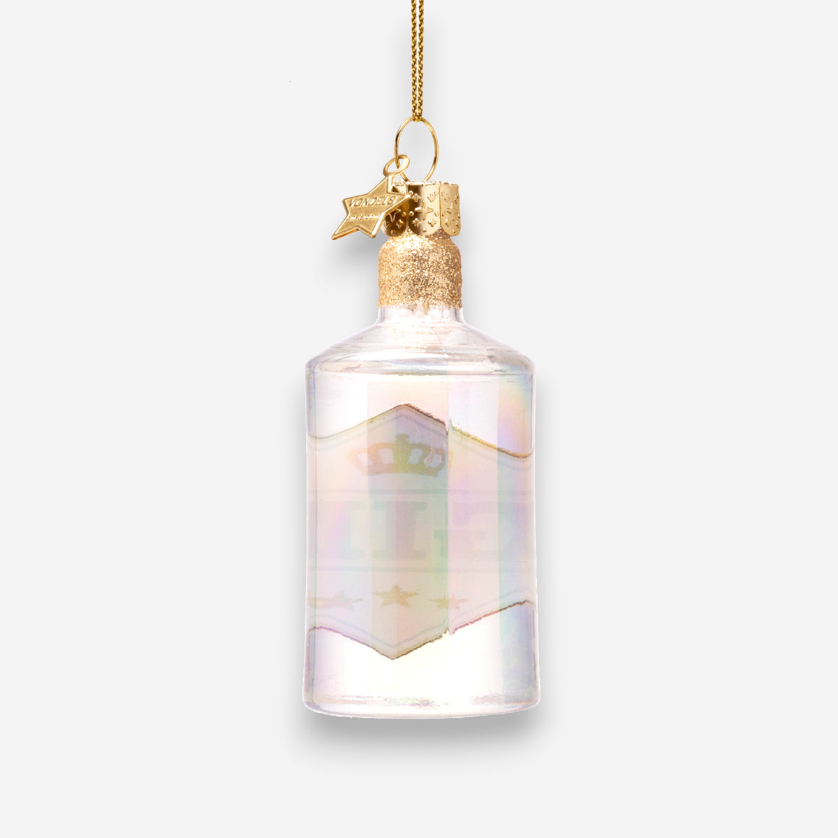Weihnachtsanhänger Gin Flasche Weiss aus Glas mundgeblasen handbemalt H9.5cm, Ansicht 5