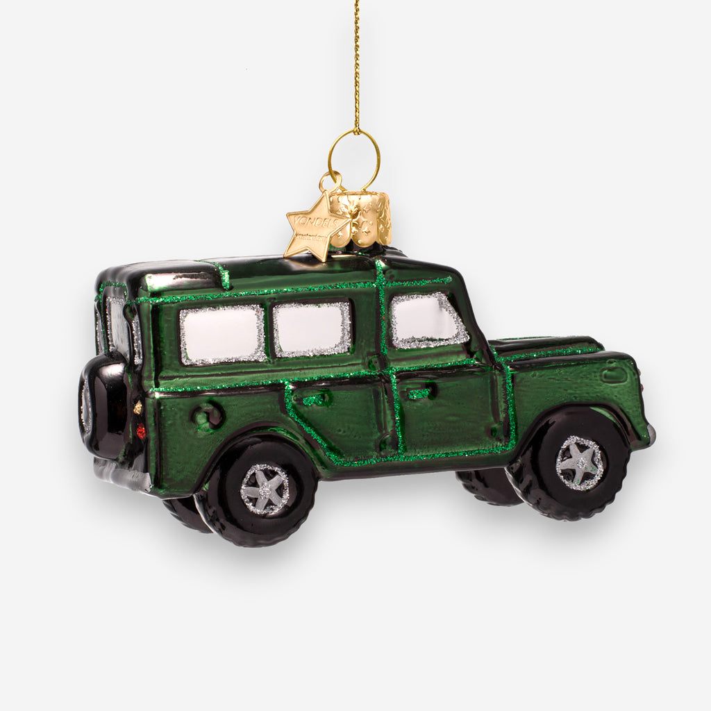 Weihnachtsanhänger Grüner SUV Glas mundgeblasen handbemalt H6cm, Ansicht 4