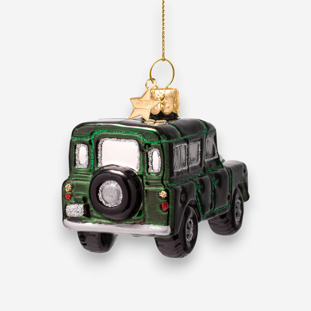 Weihnachtsanhänger Grüner SUV Glas mundgeblasen handbemalt H6cm, Ansicht 5