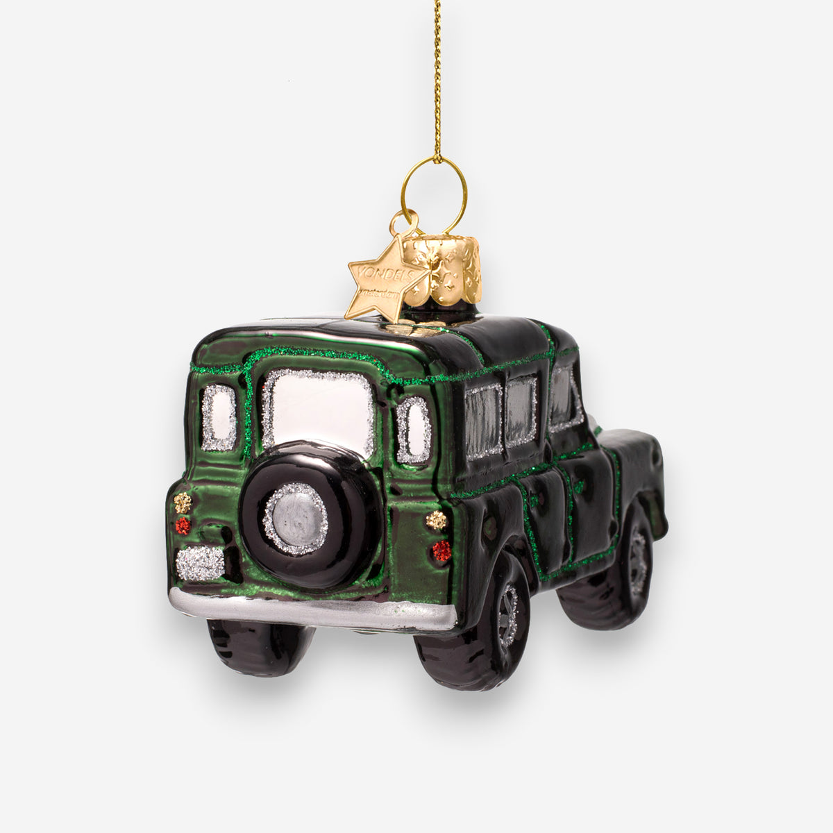 Weihnachtsanhänger Grüner SUV Glas mundgeblasen handbemalt H6cm, Ansicht 5