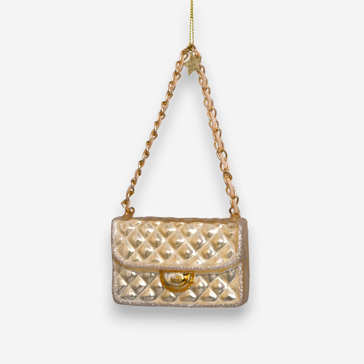 Weihnachtsanhänger Handtasche Gold Glas mundgeblasen handbemalt H5.5cm, Ansicht 2