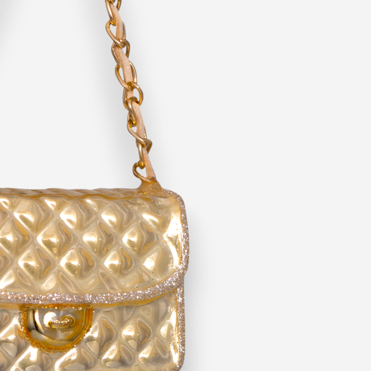 Weihnachtsanhänger Handtasche Gold Glas mundgeblasen handbemalt H5.5cm, Ansicht 3