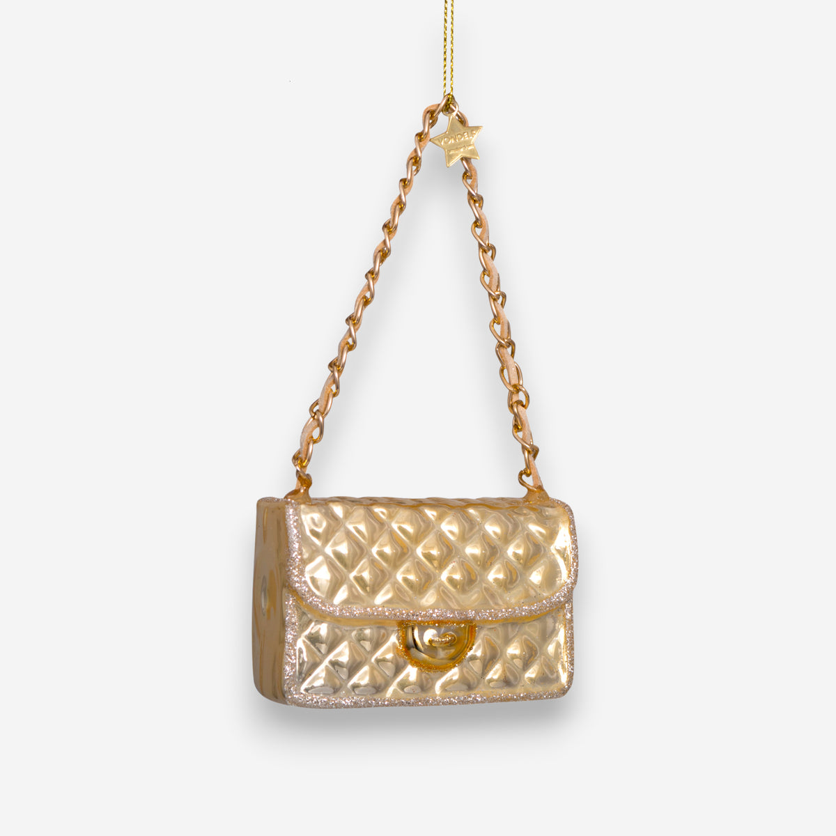 Weihnachtsanhänger Handtasche Gold Glas mundgeblasen handbemalt H5.5cm, Ansicht 4