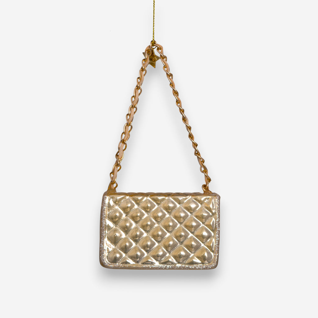 Weihnachtsanhänger Handtasche Gold Glas mundgeblasen handbemalt H5.5cm, Ansicht 6