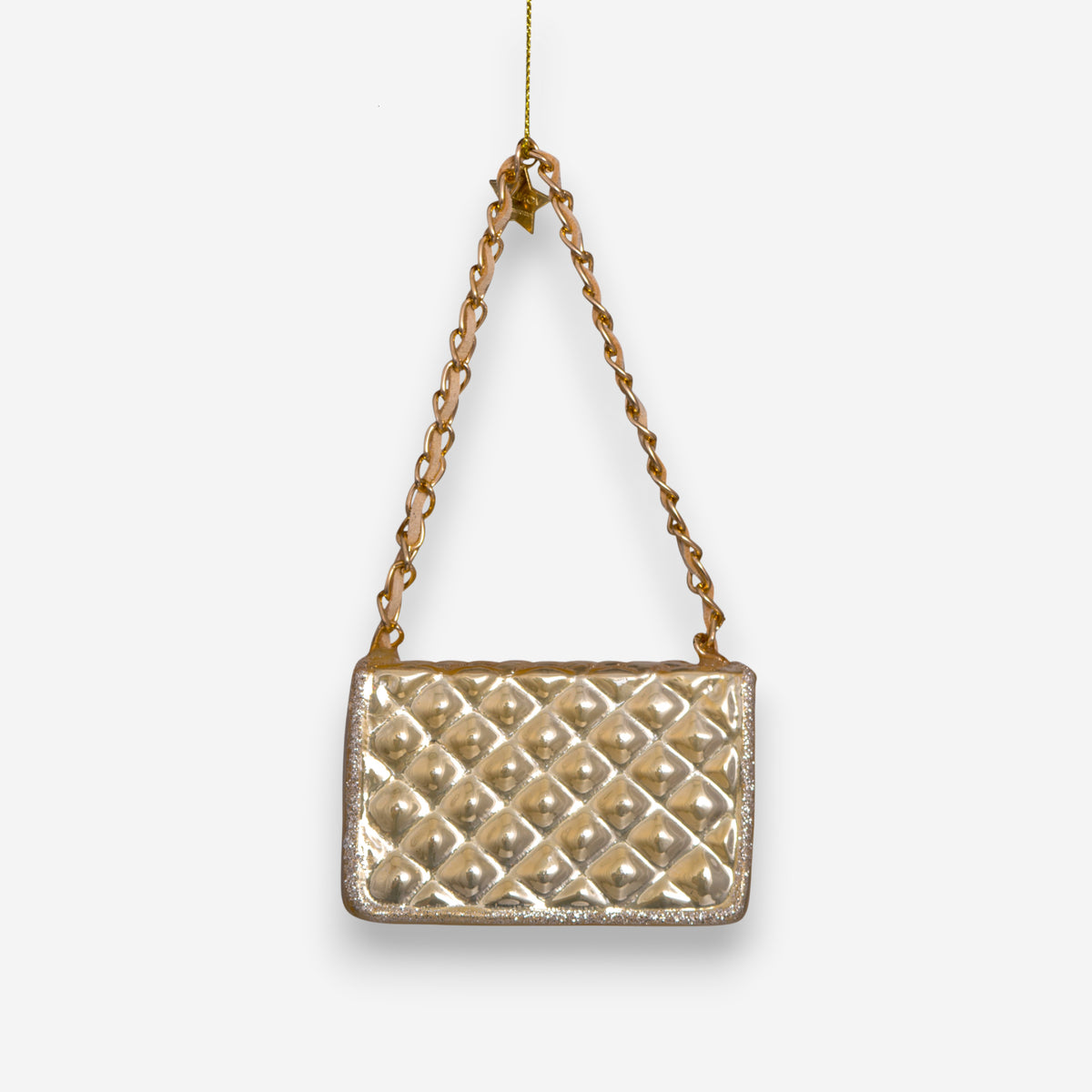Weihnachtsanhänger Handtasche Gold Glas mundgeblasen handbemalt H5.5cm, Ansicht 6