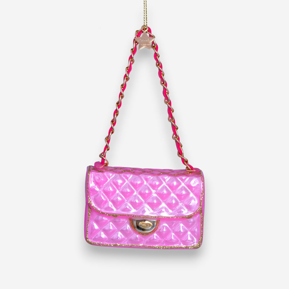 Weihnachtsanhänger pinke Handtasche Glas mundgeblasen handbemalt H5.5cm, Ansicht 4