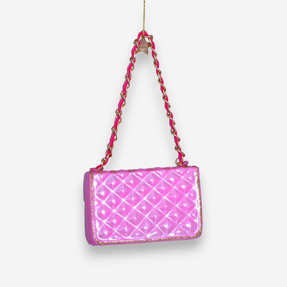 Weihnachtsanhänger pinke Handtasche Glas mundgeblasen handbemalt H5.5cm, Ansicht 5