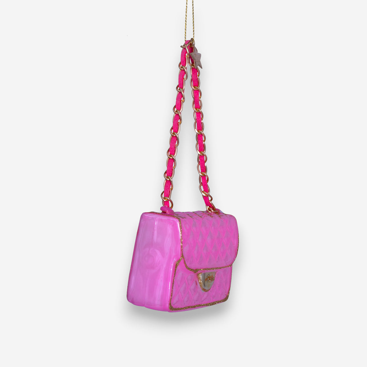 Weihnachtsanhänger pinke Handtasche Glas mundgeblasen handbemalt H5.5cm, Ansicht 6