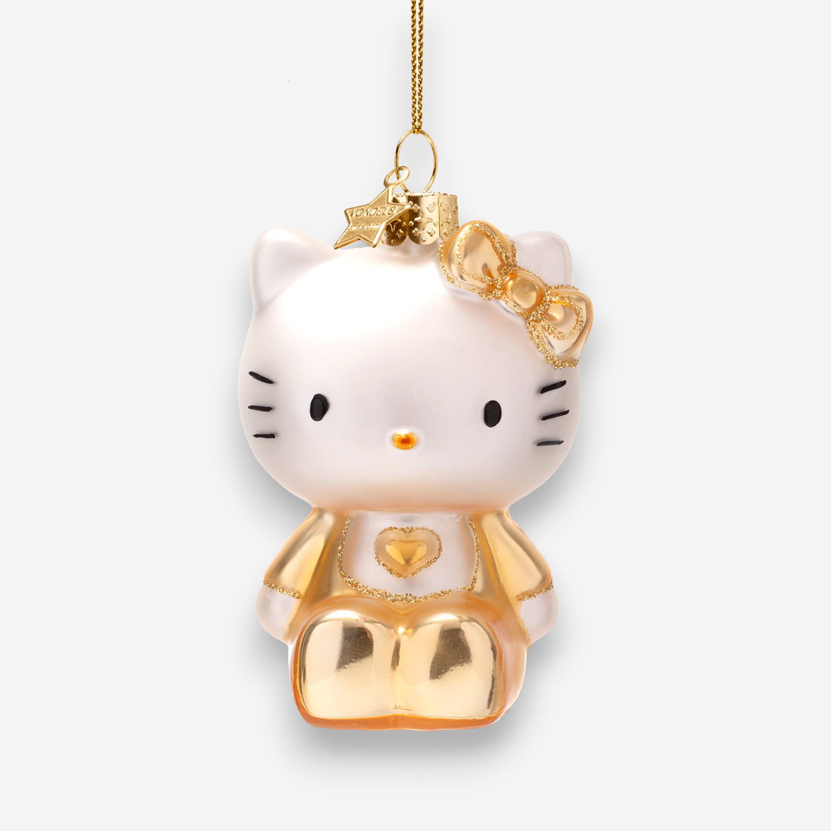 Weihnachtsanhänger Hello Kitty Gold Glas mundgeblasen handbemalt H8cm, Ansicht 2