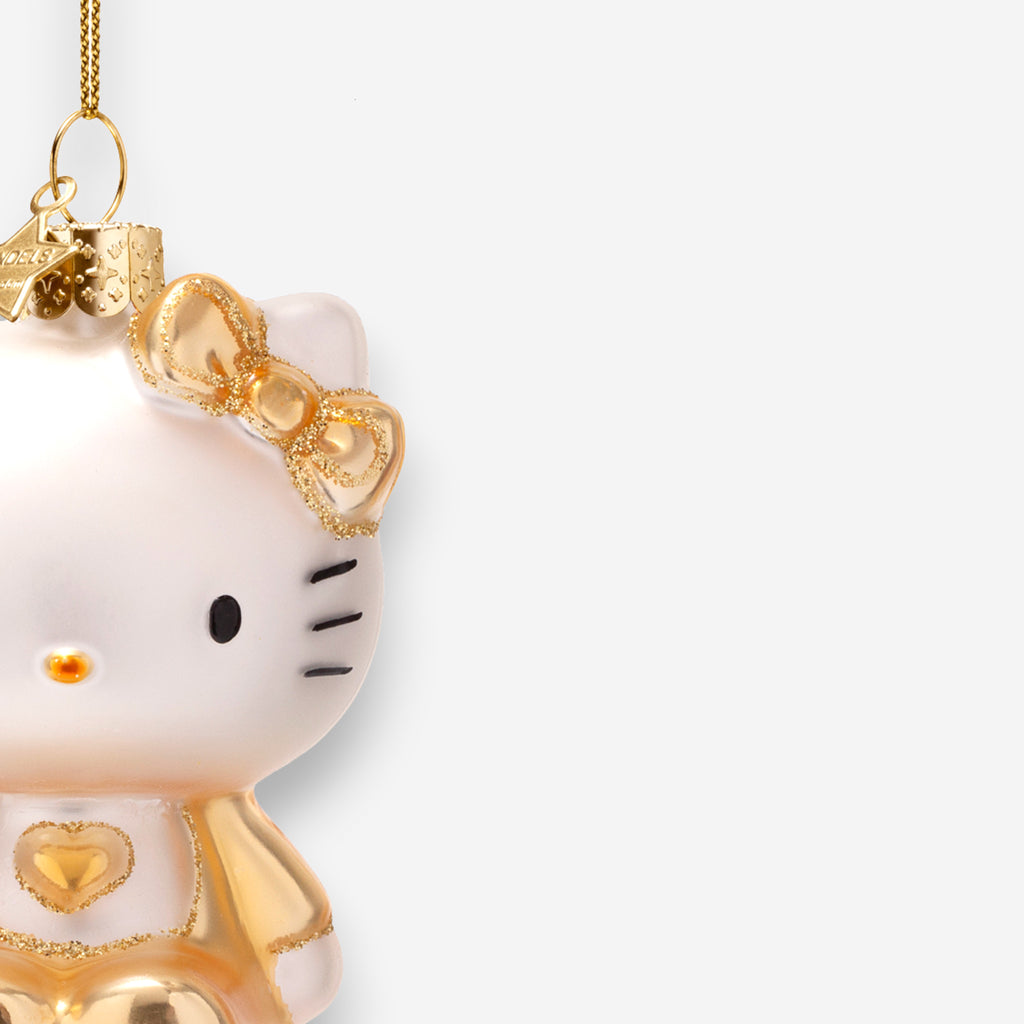 Weihnachtsanhänger Hello Kitty Gold Glas mundgeblasen handbemalt H8cm, Ansicht 3