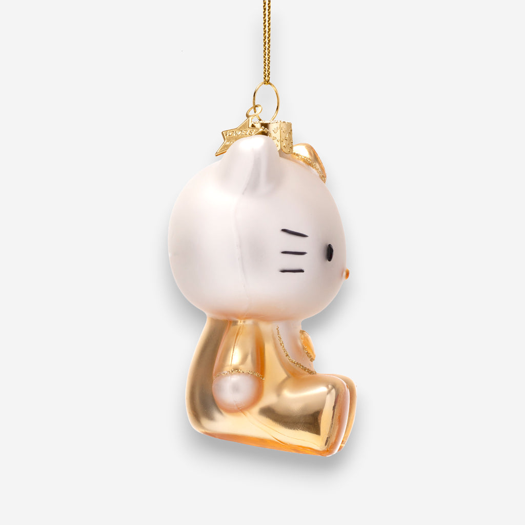 Weihnachtsanhänger Hello Kitty Gold Glas mundgeblasen handbemalt H8cm, Ansicht 4