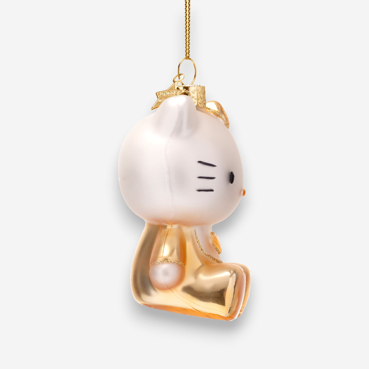 Weihnachtsanhänger Hello Kitty Gold Glas mundgeblasen handbemalt H8cm, Ansicht 4