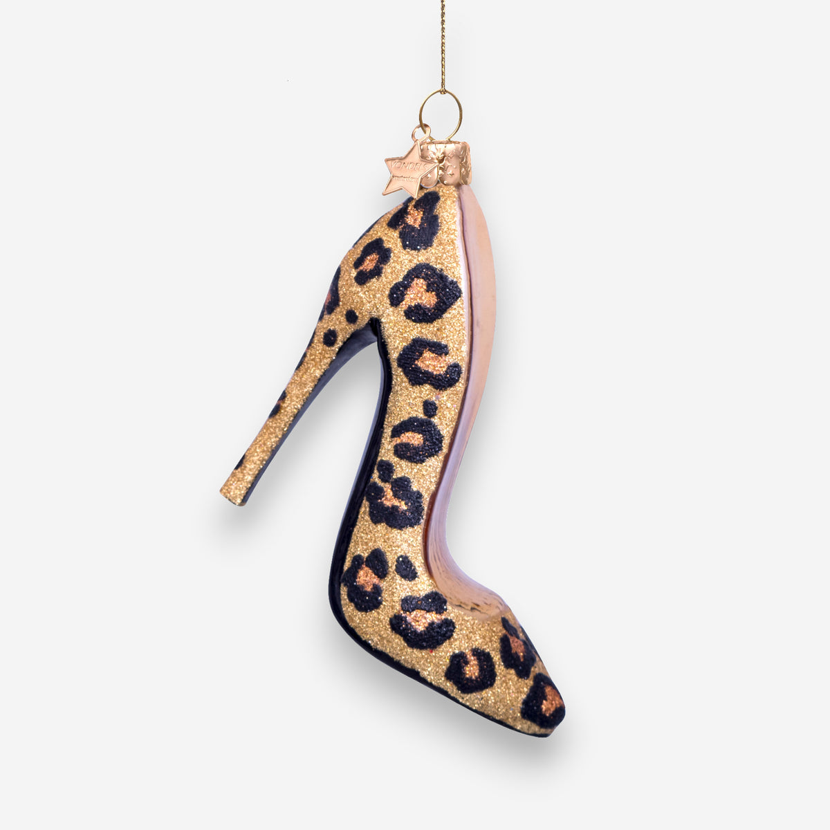 Weihnachtsanhänger High Heel mit Leopardenmuster aus Glas mundgeblasen handbemalt H10cm, Ansicht 4