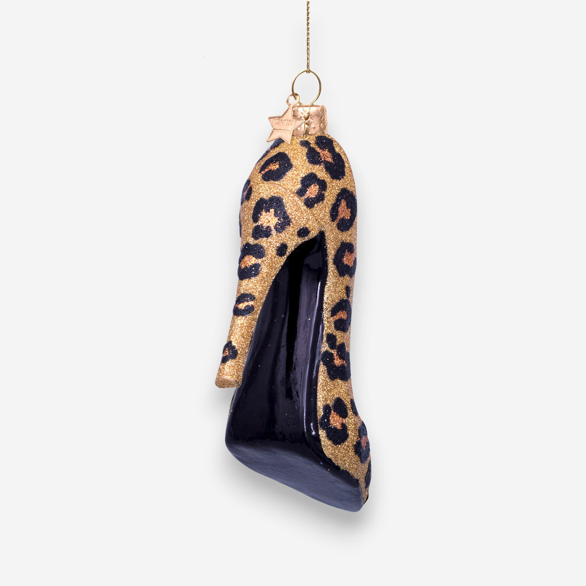 Weihnachtsanhänger High Heel mit Leopardenmuster aus Glas mundgeblasen handbemalt H10cm, Ansicht 5