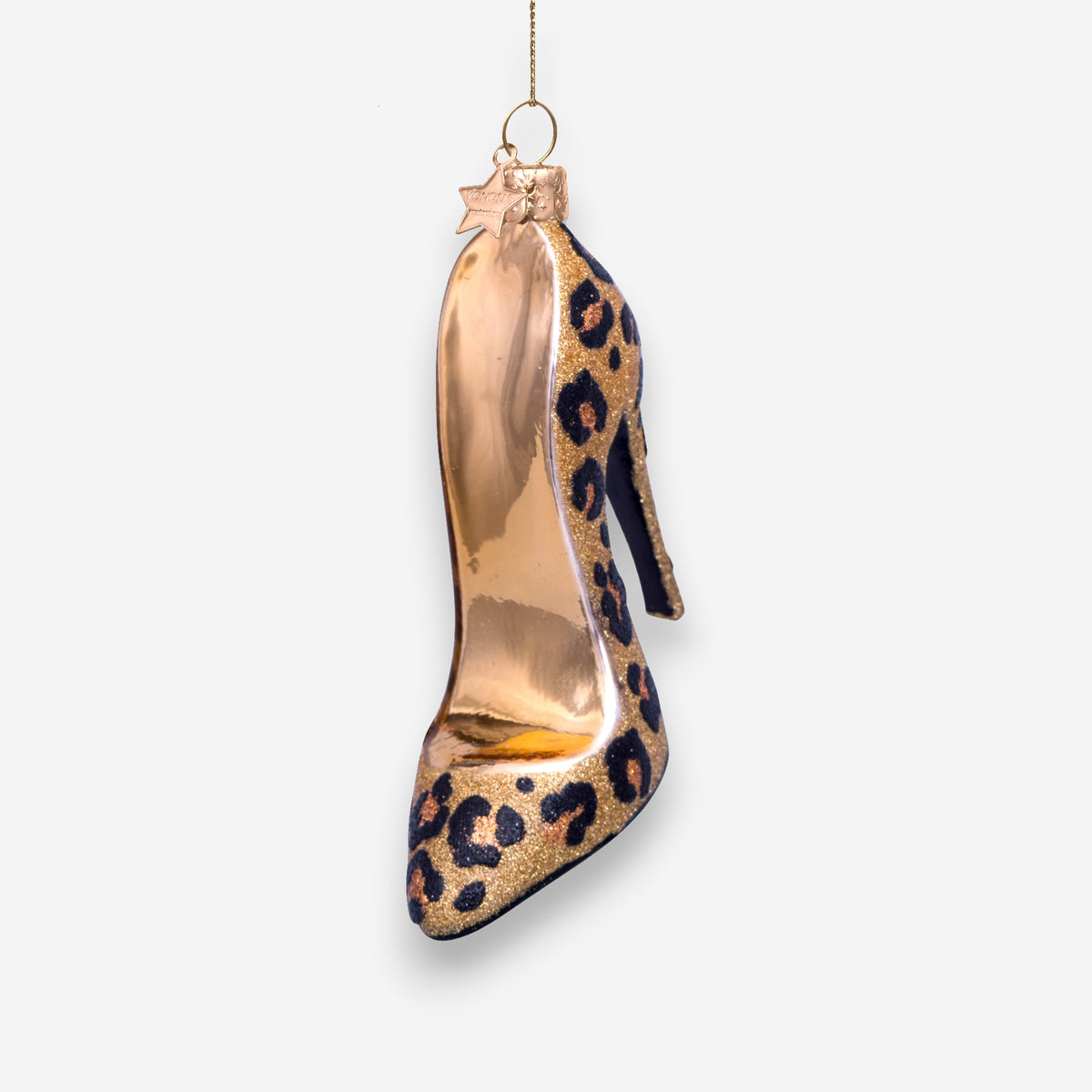 Weihnachtsanhänger High Heel mit Leopardenmuster aus Glas mundgeblasen handbemalt H10cm, Ansicht 6