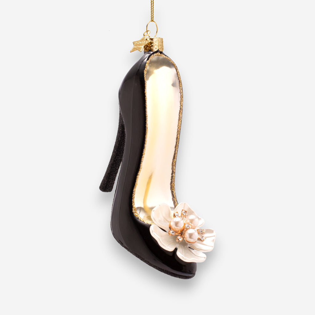 Weihnachtsanhänger High Heel Schwarz aus Glas mundgeblasen handbemalt H9.5cm, Ansicht 2