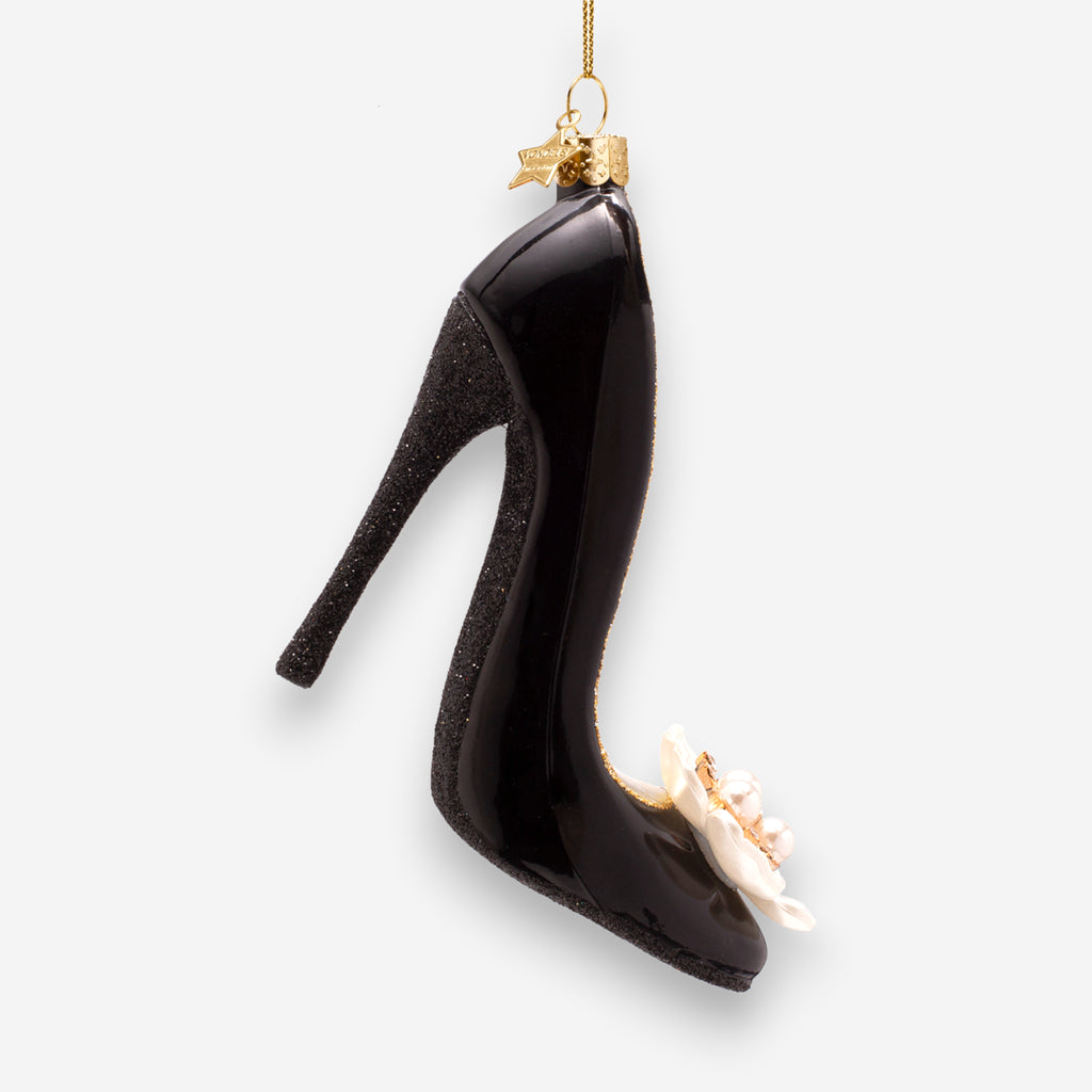 Weihnachtsanhänger High Heel Schwarz aus Glas mundgeblasen handbemalt H9.5cm, Ansicht 5