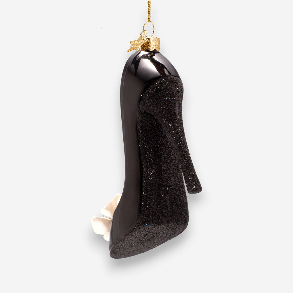 Weihnachtsanhänger High Heel Schwarz aus Glas mundgeblasen handbemalt H9.5cm, Ansicht 6
