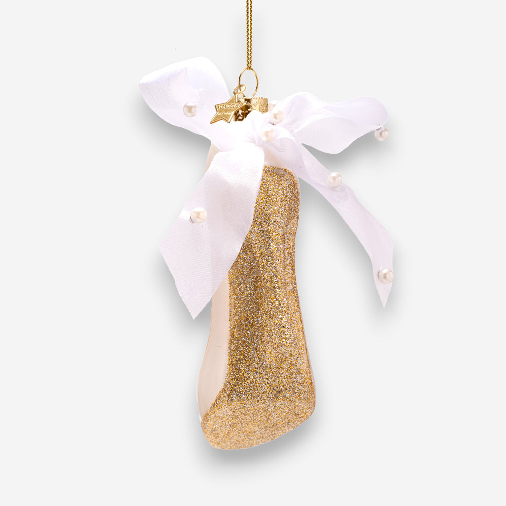 Weihnachtsanhänger High Heel Weiss aus Glas mundgeblasen handbemalt H9cm, Ansicht 6
