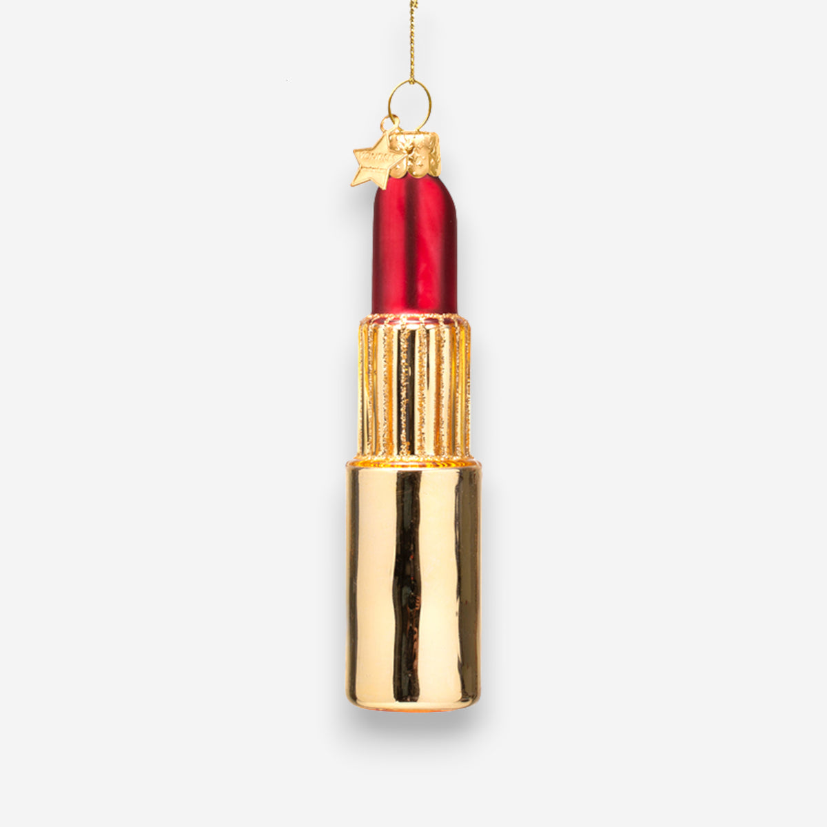 Weihnachtsanhänger goldener Lippenstift Rot Glas mundgeblasen handbemalt H11cm, Ansicht 5