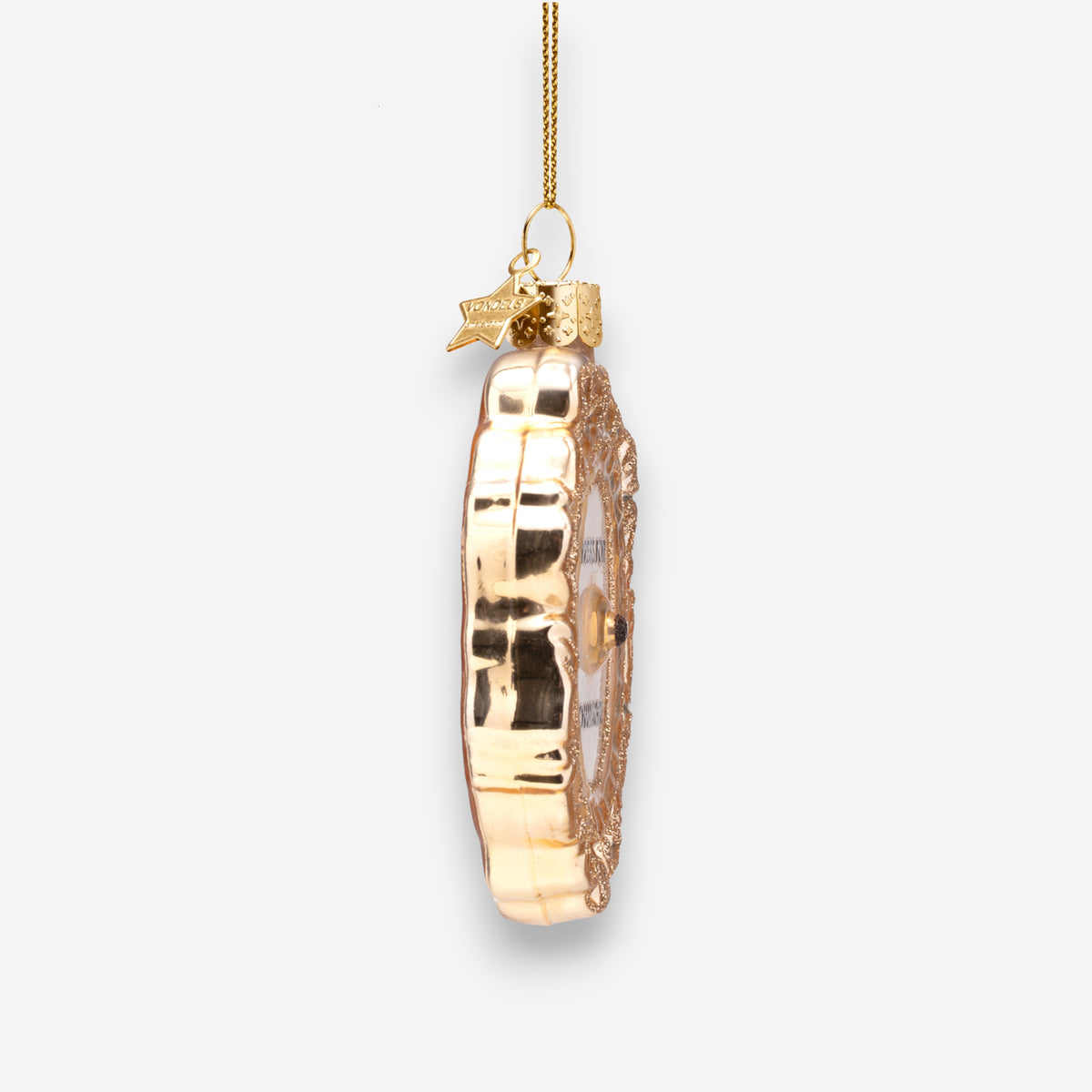 Weihnachtsanhänger goldener Klingelknopf Press for Champagne aus Glas mundgeblasen handbemalt H9cm, Ansicht 4