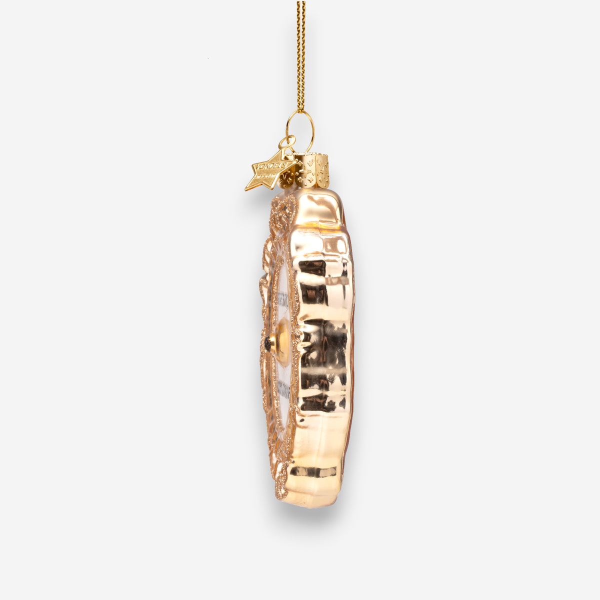 Weihnachtsanhänger goldener Klingelknopf Press for Champagne aus Glas mundgeblasen handbemalt H9cm, Ansicht 5