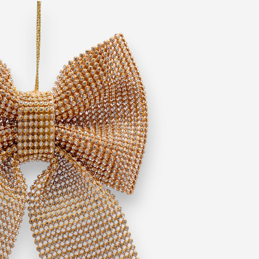 Weihnachtsanhänger Schleife Gold Strass H20cm, Ansicht 3