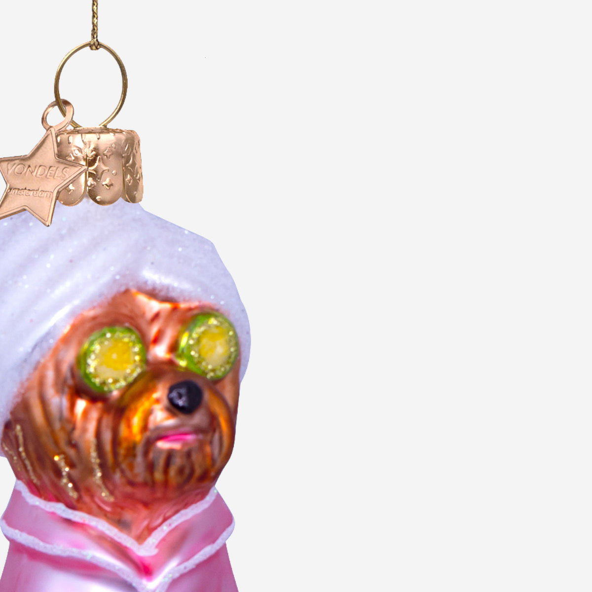 Weihnachtsanhänger Selfcare Hund Pink aus Glas mundgeblasen handbemalt H9cm, Ansicht 3